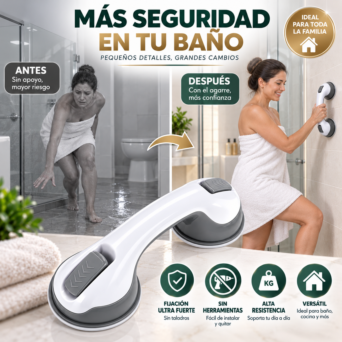 Agarradera de Baño con Ventosa