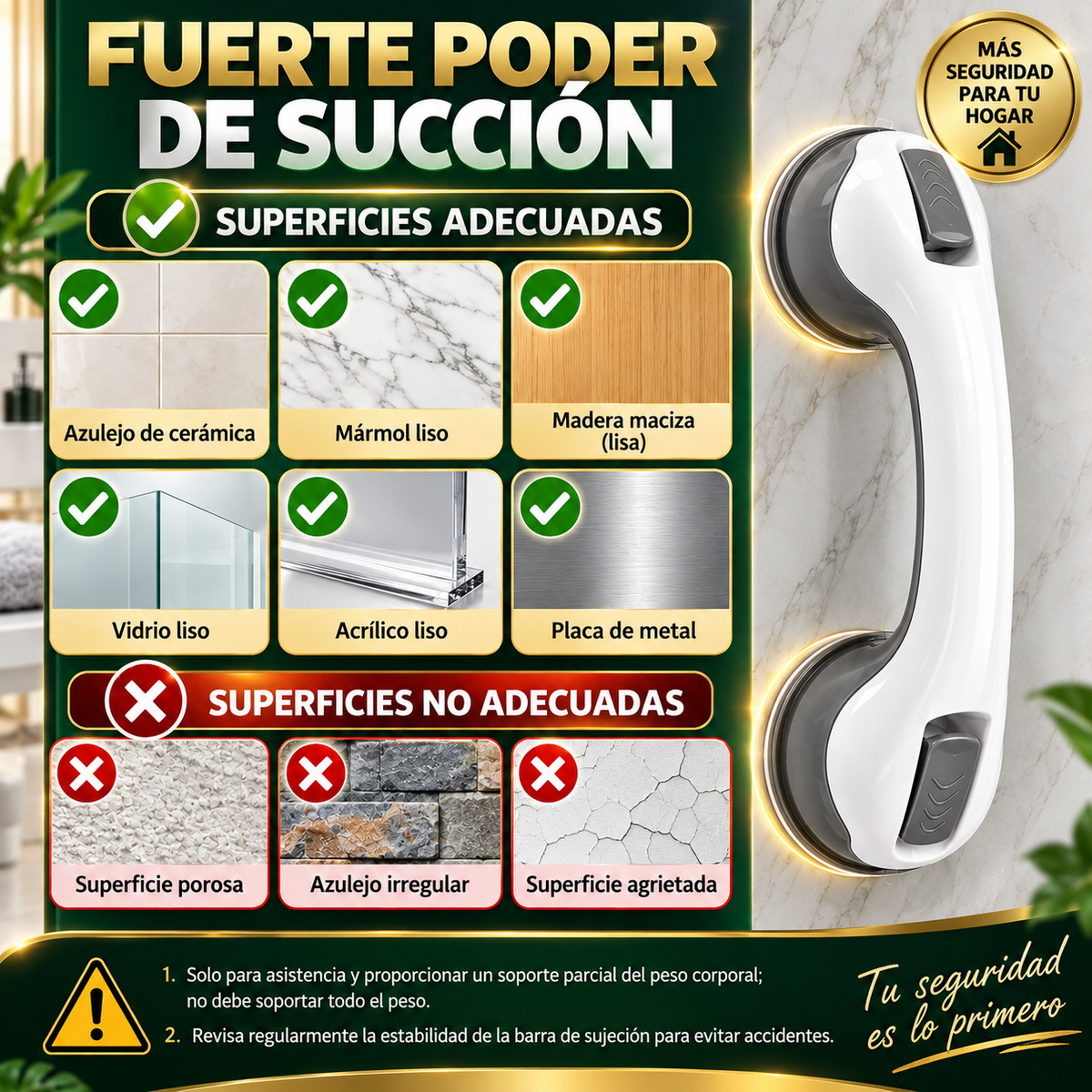 Agarradera de Baño con Ventosa