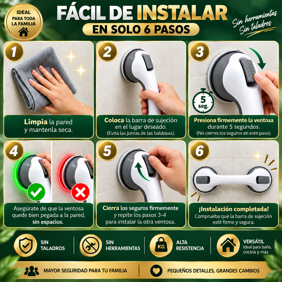 Agarradera de Baño con Ventosa